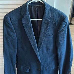 J Crew Navy Seersucker 36S blazer